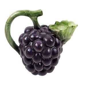 Haldon Group Pitcher Vintage 1982 Realistic Grape Shaped Ceramic Majolica